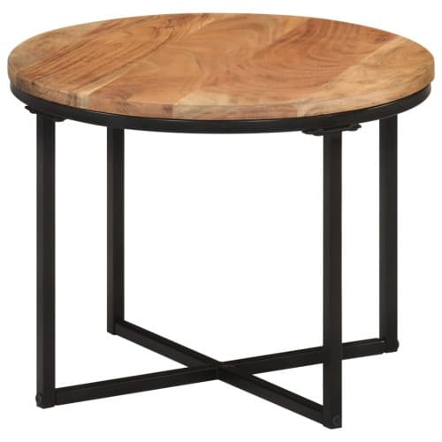 Soffbord 45x45x35 cm massivt akaciaträ och järn