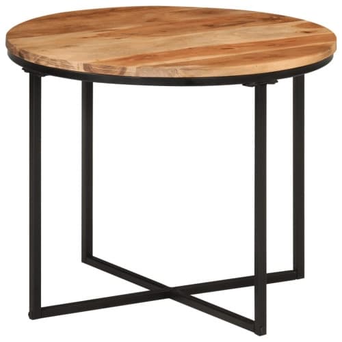 Soffbord 55x55x45 cm massivt akaciaträ och järn