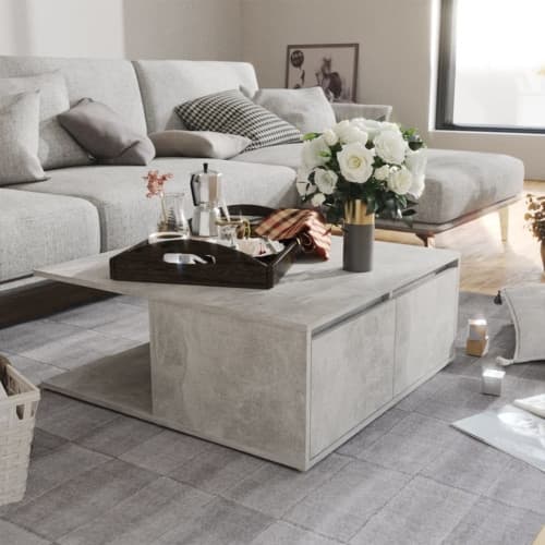 Soffbord betonggrå 80x80x31 cm konstruerat trä