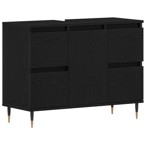 Handfatsskåp för badrum svart ek 80x33x60 cm konstruerat trä