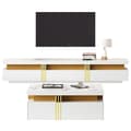 Miniatyrbild 4 av 9: Vitt TV-väggskåpsset med soffbord – Multifunktionellt förvaringsset för vardagsrum med TV-bänk och skåp