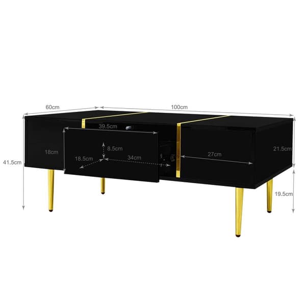 Modernt svart TV-bänk och soffbord set i högblank finish – Elegant vardagsrumsset i svart glans, stilren TV-möbel och matchande soffbord