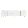 Miniatyrbild 5 av 11: TV-bänk och soffbord set i vit högglans – Modernt vardagsrumsset med förvaring, 4 dörrar och 2 lådor, stilren och lättstädad design