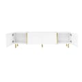 Miniatyrbild 7 av 11: TV-bänk och soffbord set i vit högglans – Modernt vardagsrumsset med förvaring, 4 dörrar och 2 lådor, stilren och lättstädad design
