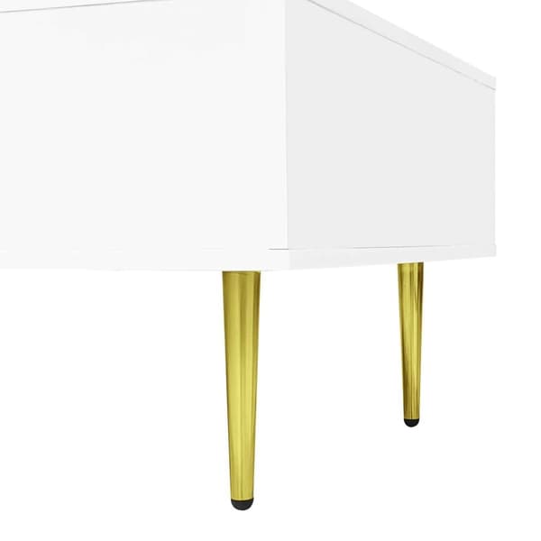 TV-bänk och soffbord set i vit högglans – Modernt vardagsrumsset med förvaring, 4 dörrar och 2 lådor, stilren och lättstädad design