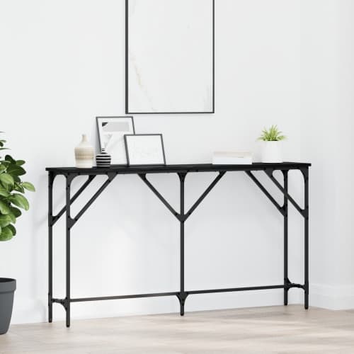 Konsolbord Svart ek 140x23x75 cm Konstruerat trä