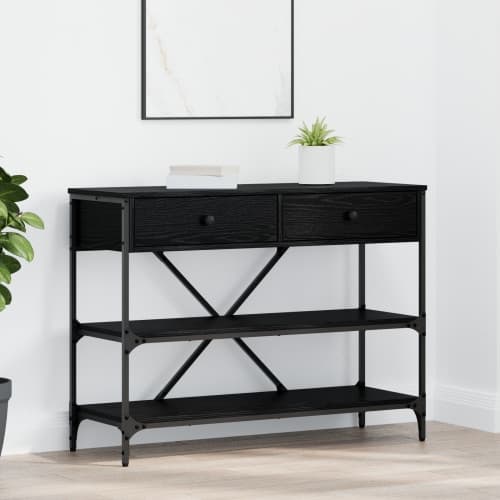 Konsolbord Svart Ek 100x34.5x75 cm Konstruerat Trä