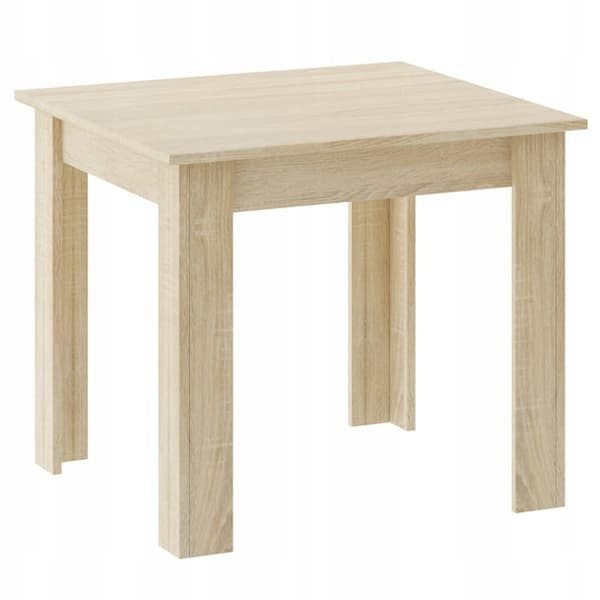 Set med fyrkantigt bord 80x80 sonoma ek + 4 MARK vita stolar