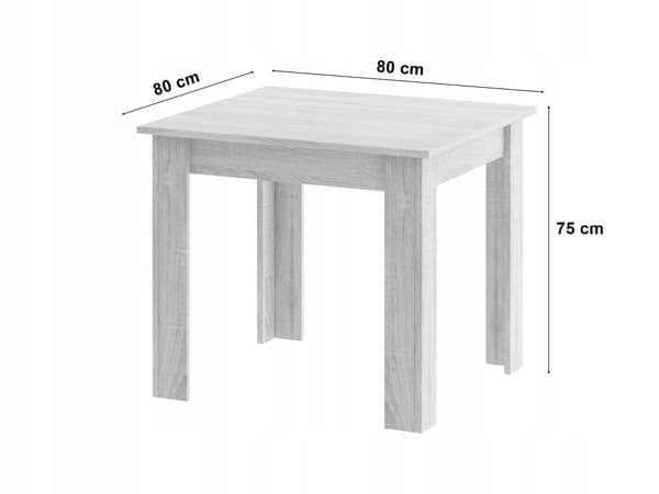 Set med fyrkantigt bord 80x80 sonoma ek + 4 OSAKA stolar grå