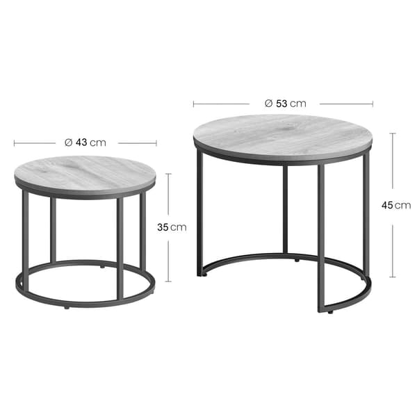 Rundt sofabord 2 stk. - marmor / guldben
