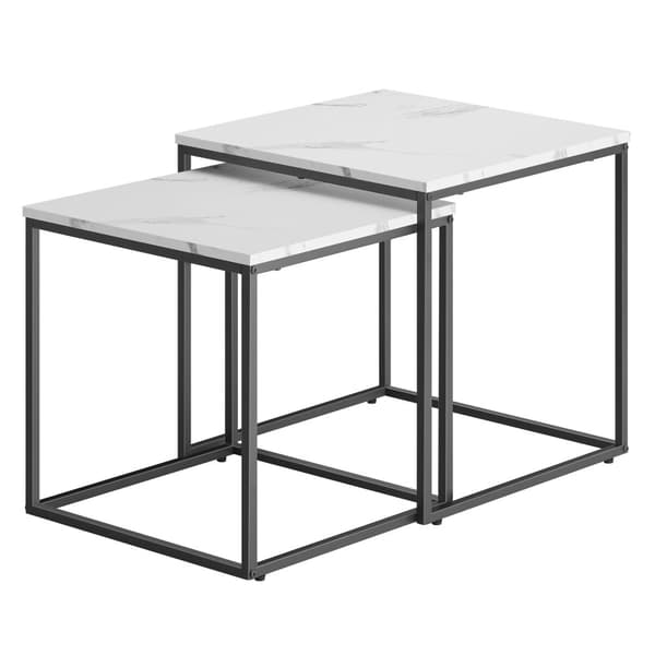 Soffbord fyrkantigt 2 st - marmor / svarta ben