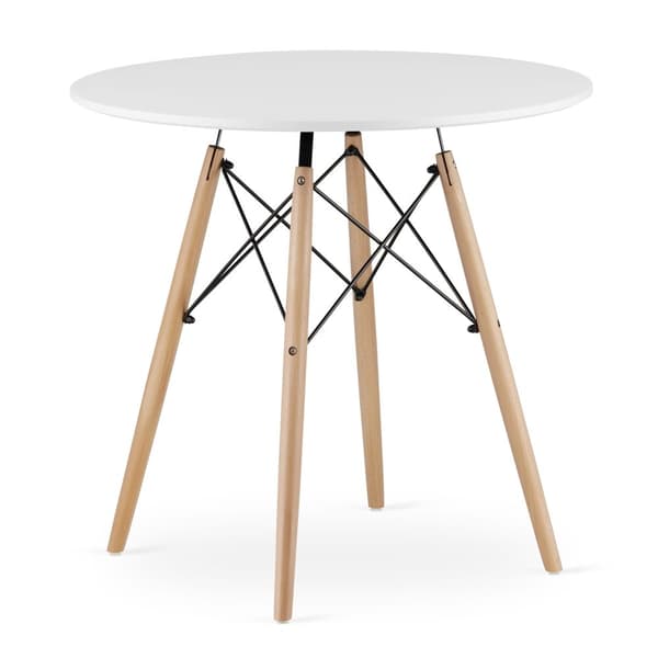 TODI 80 cm vitt runt bord + 4 MARK vita stolar
