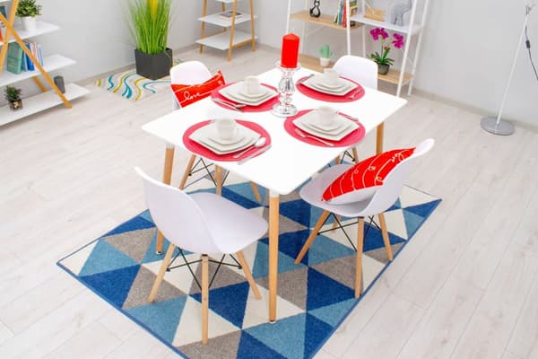 ADRIA 120x80 vit rektangulär bordsgrupp + 4 OSAKA vita stolar