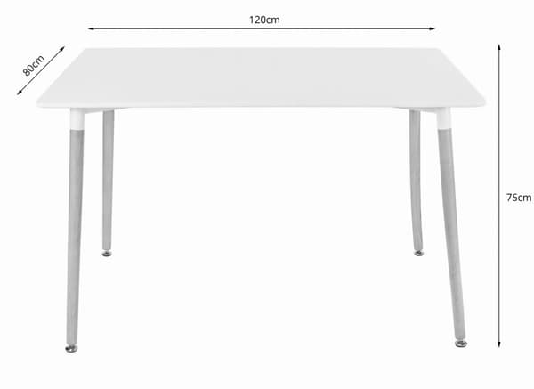 ADRIA 120x80 vit rektangulär bordsgrupp + 4 OSAKA vita stolar
