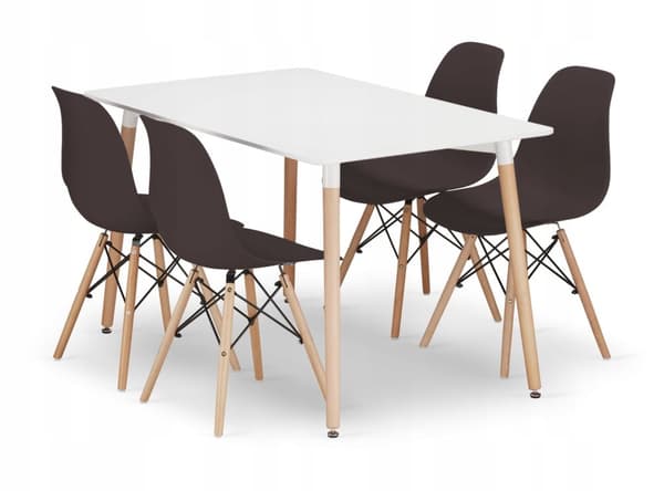 ADRIA 120x80 vit rektangulär bordsgrupp + 4 OSAKA soffstolar