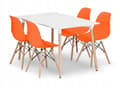 Miniatyrbild 1 av 10: ADRIA rektangulärt bordsset 120x80 vit + 4 OSAKA orangea stolar