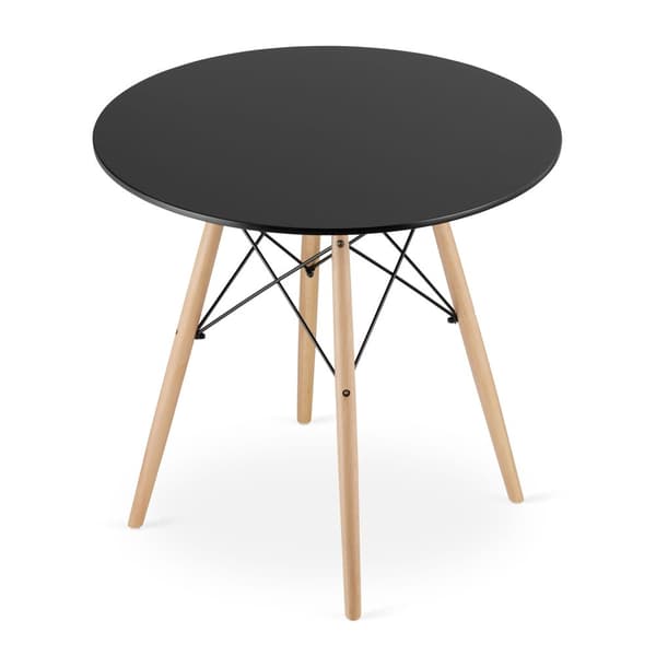 TODI runt bordsset 80 cm svart + 4 OSAKA svarta stolar