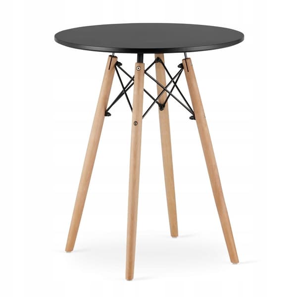 Set med runt bord TODI 60 svart + 2 LAGO svarta stolar