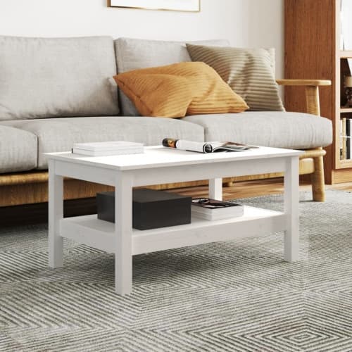Soffbord vit 80x50x40 cm massivt furu
