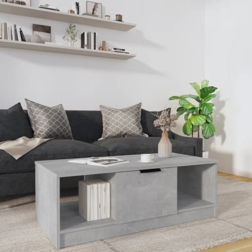 Soffbord betonggrå 102x50x36 cm konstruerat trä