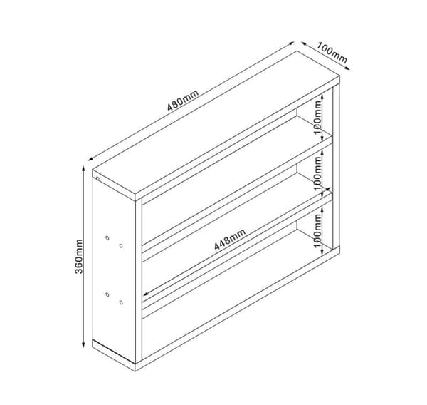 Shelf LESTER 48x10xH36cm, white melamine