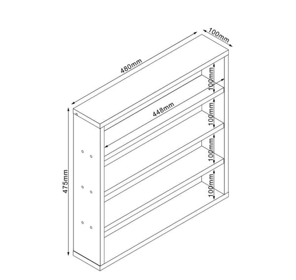 Shelf LESTER 48x10xH47,5cm, light melamine