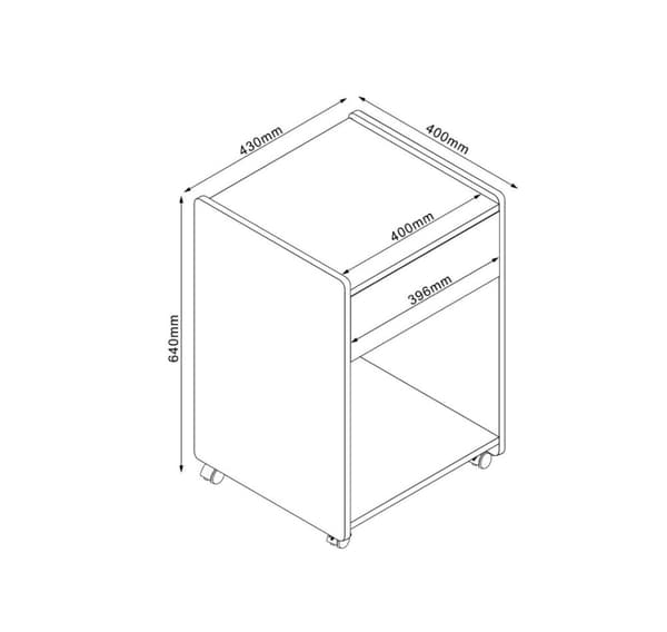 Sidebord/nattbord LESTER 43x40xH64cm, melamin