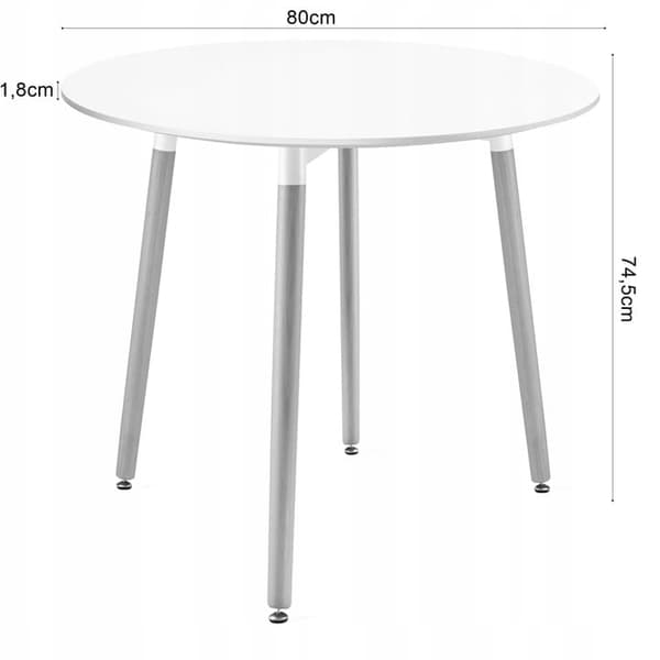 Set med KAMI runt bord 80 cm + 4 MARK stolar vita