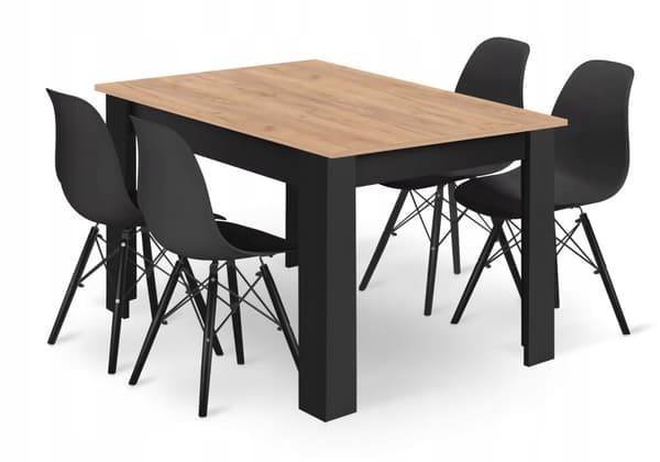 Sæt med rektangulært bord 120x80 hobbybord + 4 OSAKA stole sort