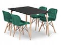 Miniatyrbillede 1 af 10: ADRIA rektangulært bordsæt 120x80 sort + 4 LAGO grønne stole