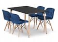 Pikkukuva 1 / 10: ADRIA suorakaiteen muotoinen pöytäsetti 120x80 musta + 4 LAGO tummansinistä tuolia
