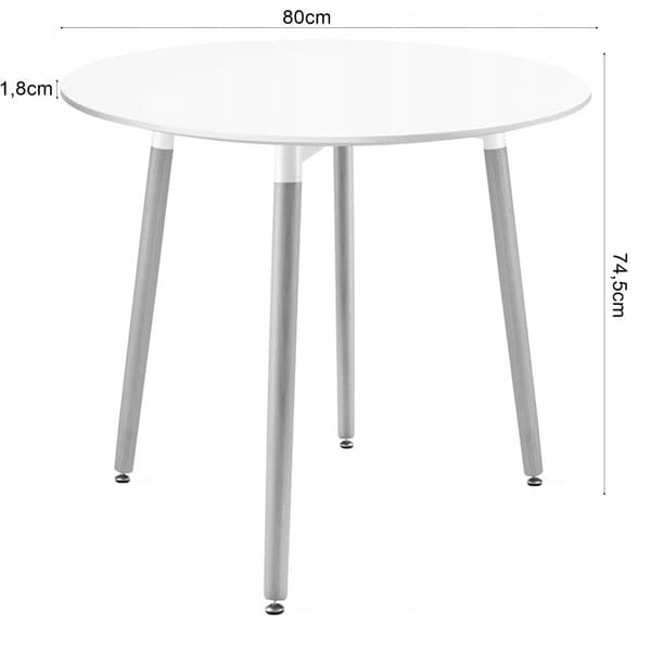 Set med runt bord KAMI 80 vitt + 4 stolar MARK grå