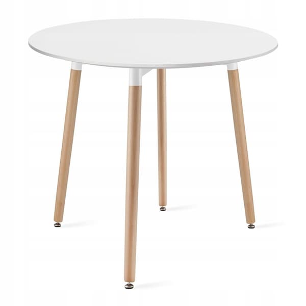 Set med runt bord KAMI 80 vitt + 4 stolar MARK grå