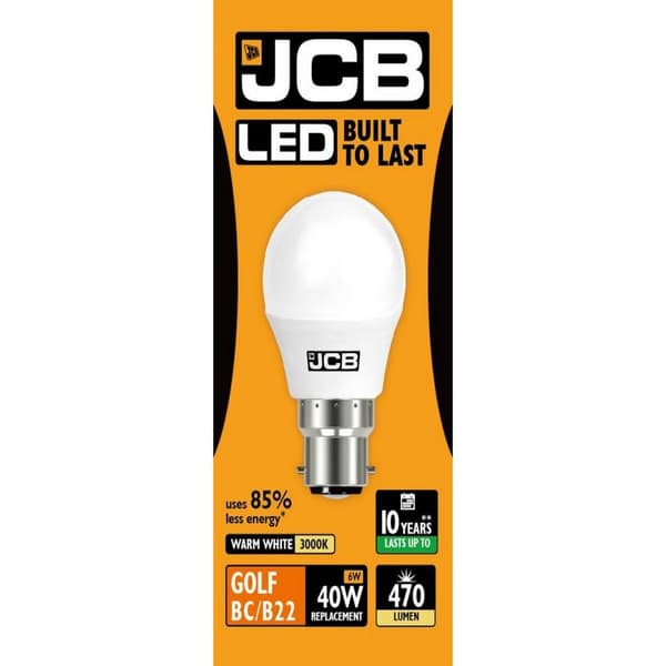 JCB LED Golf 470lm Opal 6w pære B22 2700k