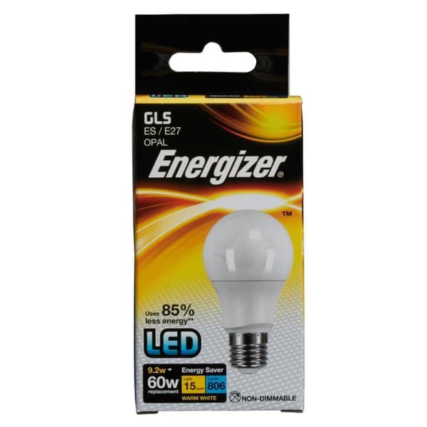 Energizer LED GLS 806lm Opal 9.2w Pære E27 2700k White One Size
