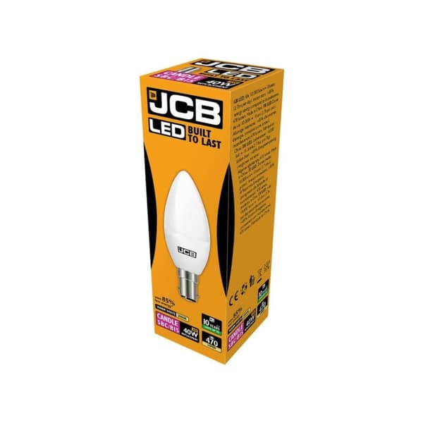 JCB LED Candle 470lm Opal 6w Light Bulb B15 2700k White One Size