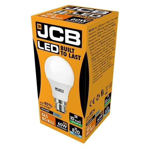 JCB LED A60 806lm Opal 10w pære B22 6500k White One Size