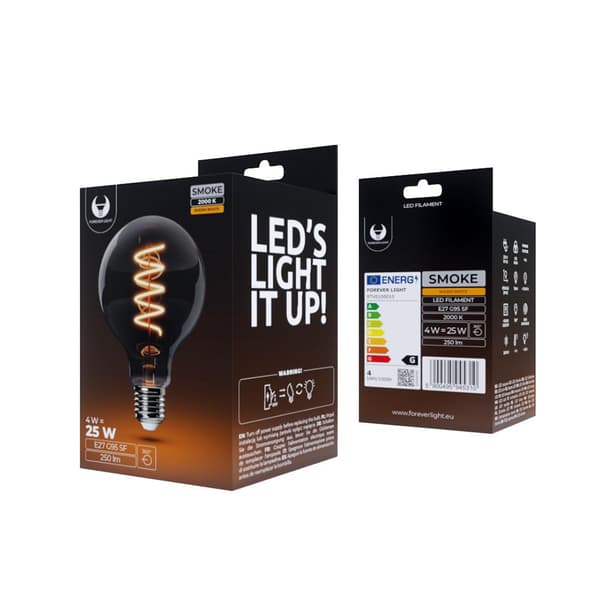 Forever Light LED-lampa Glödtråd E27 G95 4W 230V 2000K 250lm SF