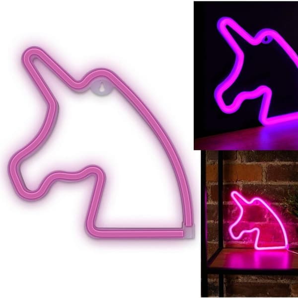Neon LED UNICORN Batteri + USB Forever Light Rosa Vaaleanpunainen