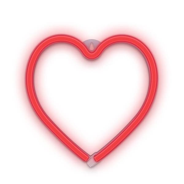 Neon LED HEART Batteri + USB Forever Light - Röd Rød