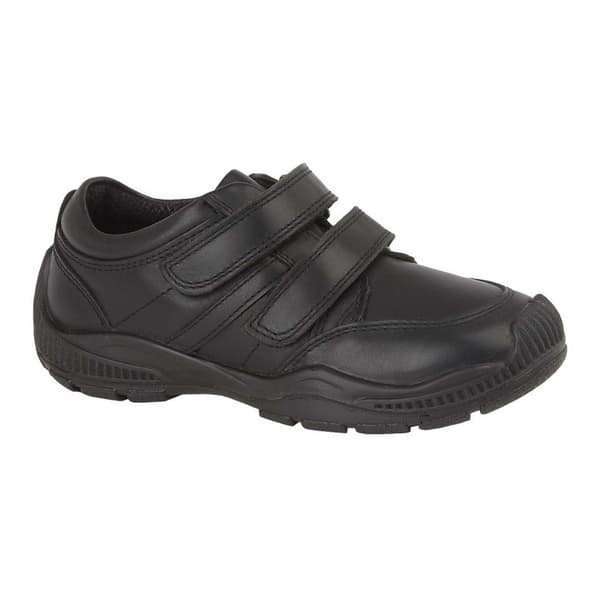 Roamers Boys Twin Touch Fastening Leather Shoe With Toe Guard
