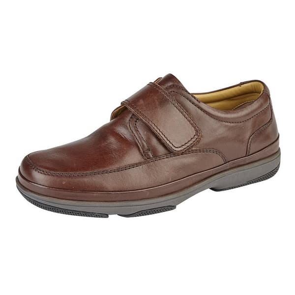 Roamers Mens Leather Wide Fit Touch Fastening Casual Shoes