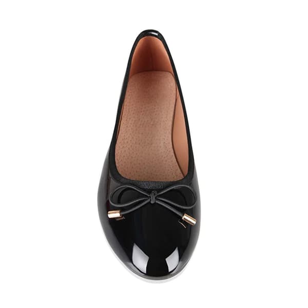 Krisp Dame/Damer Ballerina Pumps i laklæder med sløjfe Black 6 UK