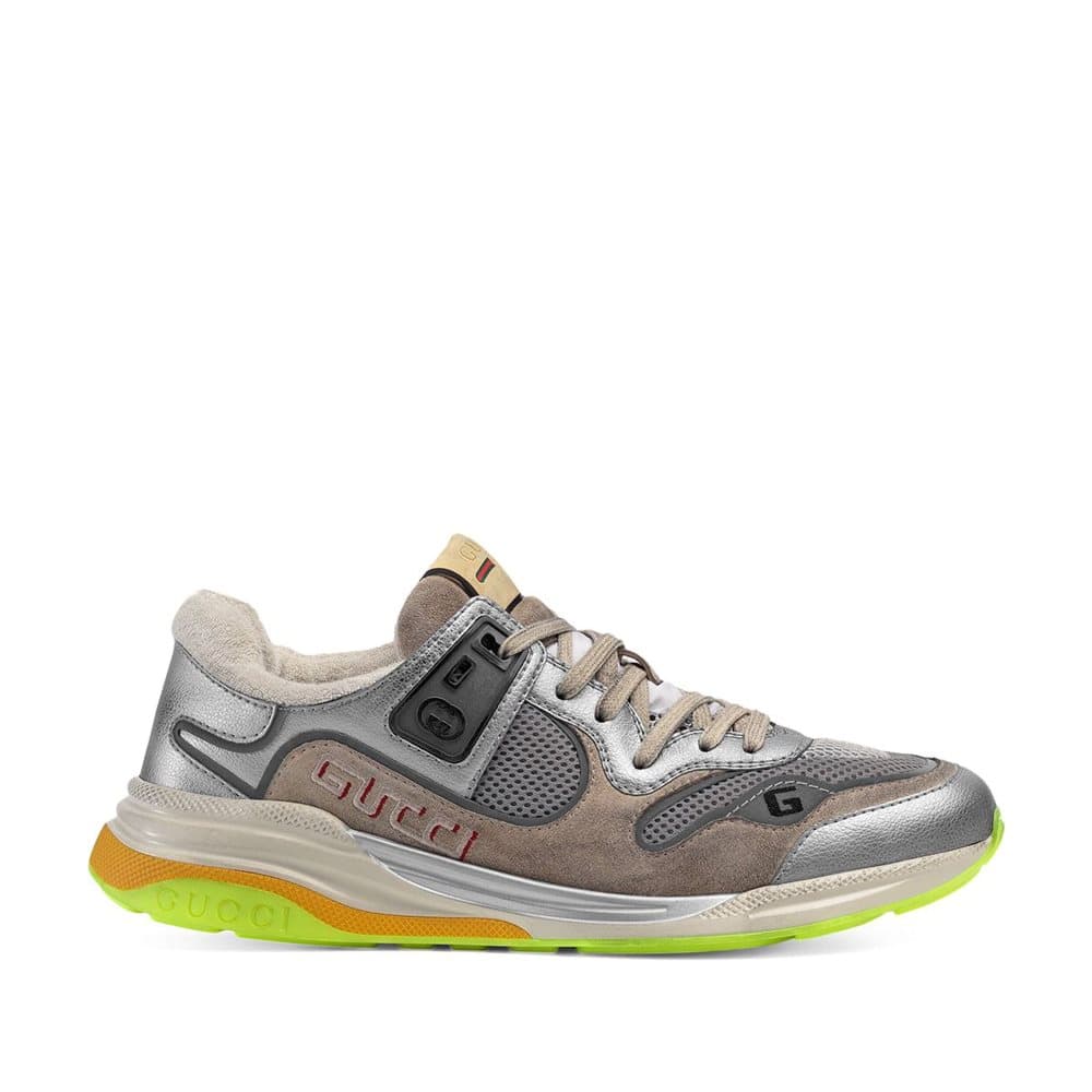 Gucci Ultrapace Leather Sneakers Silver