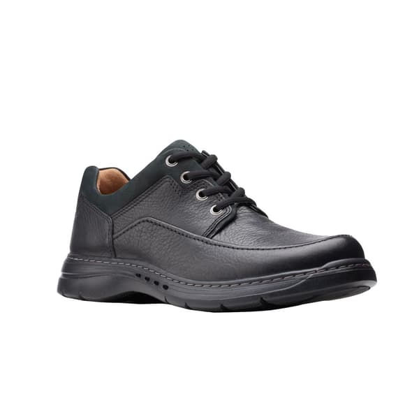 Clarks Mens Un Brawley Lace Leather Shoes Black 7 UK Wide
