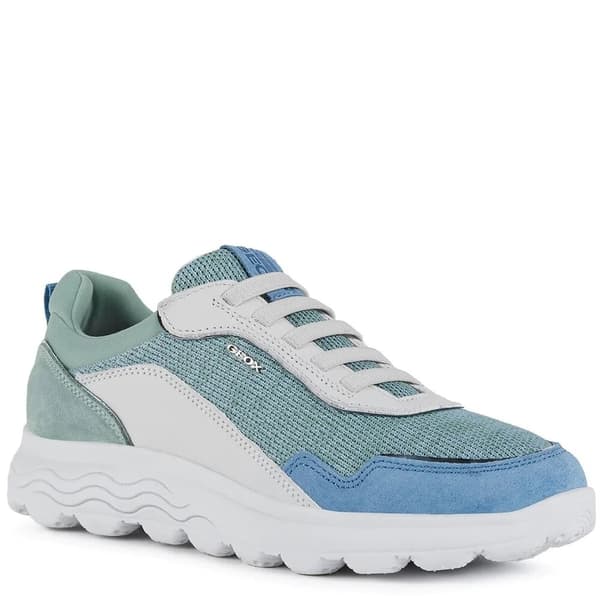 Geox Womens/Ladies Spherica Nappa Leather Trainers White/Green 4 UK