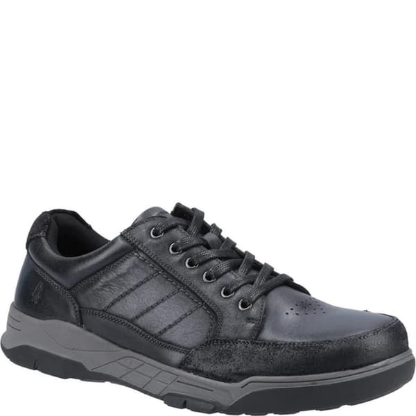 Hush Puppies Mens Finley Leather Lace Up Trainers Black 6 UK