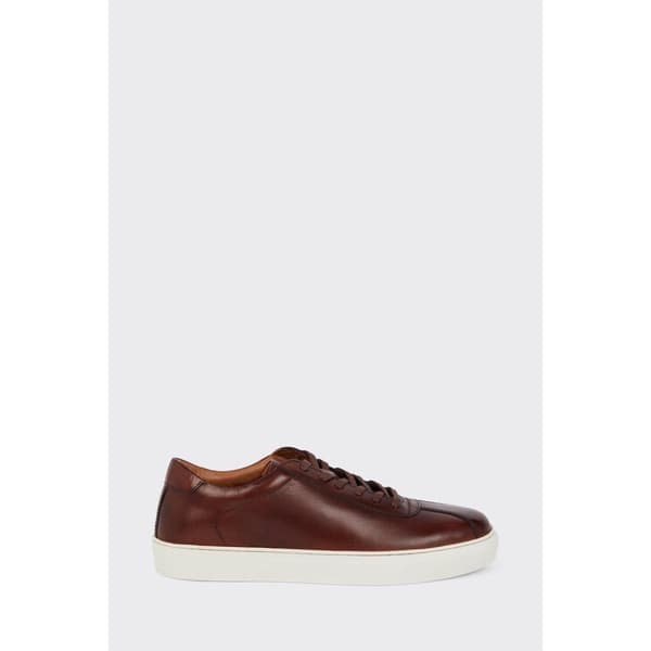 Burton Mens Smart Leather Trainers Brown 11 UK
