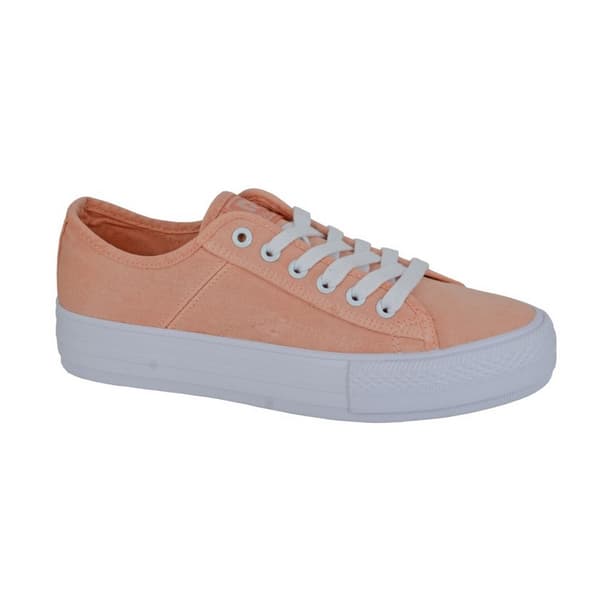 Rdek Skor i tvättad canvas för damer/damer Coral Pink 6 UK