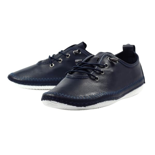 Lunar Womens/Ladies Abbie Leather Plimsolls Navy 4 UK